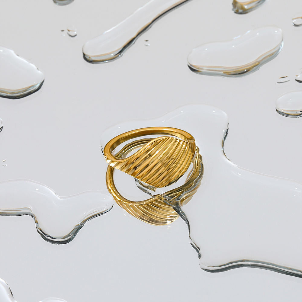 Twill Line Band Ring | 18K Gold Plated