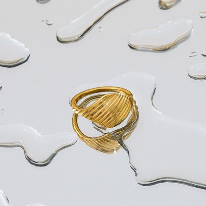 Twill Line Band Ring | 18K Gold Plated