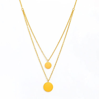 Double-layer Round Pendant Necklace | 18K Gold Plated