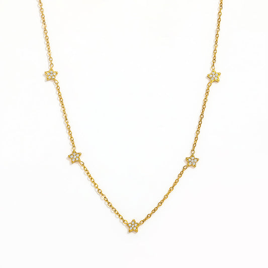 Pentastar CZ Dainty Necklace | 18K Gold Plated