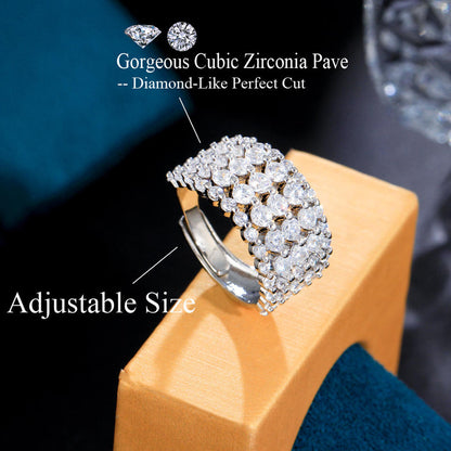 Tennis Paved Adjustable CZ Ring