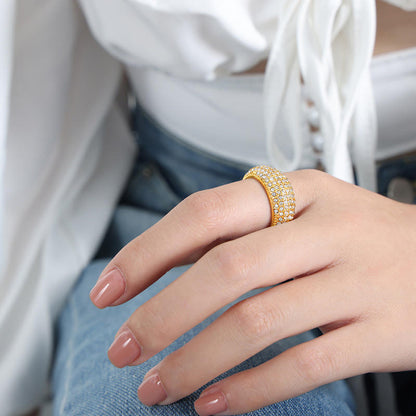 Micro Pave CZ Dome Ring | 18K Gold Plated