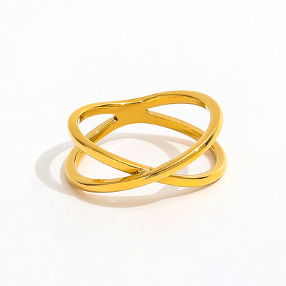 Double-layer Cross Ring | 18K Gold Plated