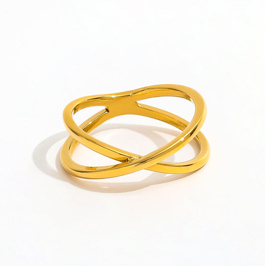Double-layer Cross Ring | 18K Gold Plated