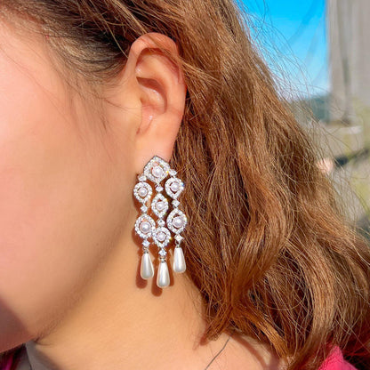Chandelier Cubic Zirconia Drop Dangle Earrings