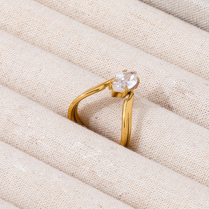 Double-layer CZ Ring | 18K Gold Plated