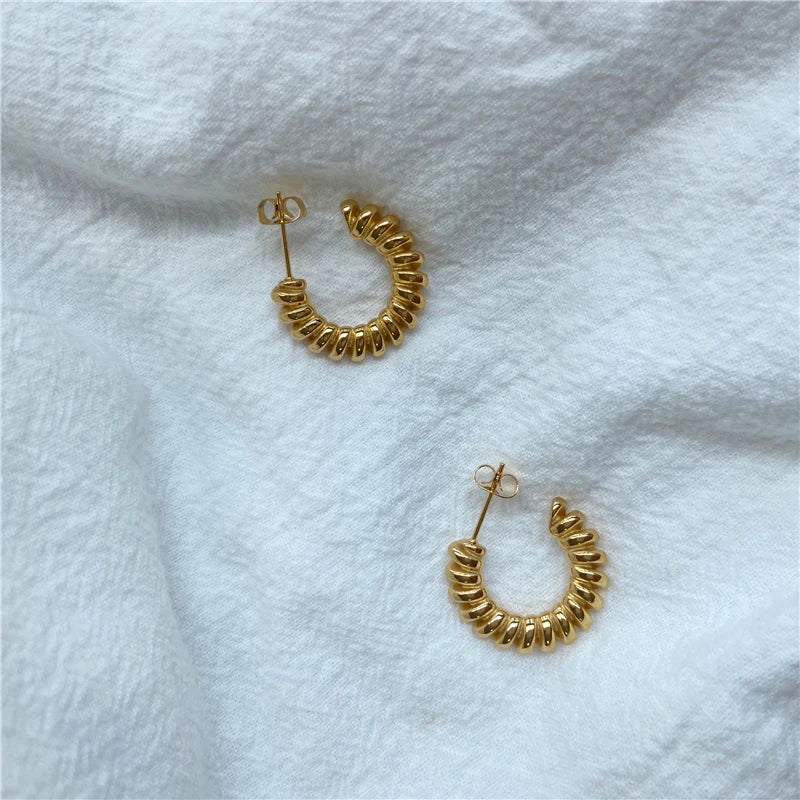 Simple C Shaped 18K Gold Plated Earrings