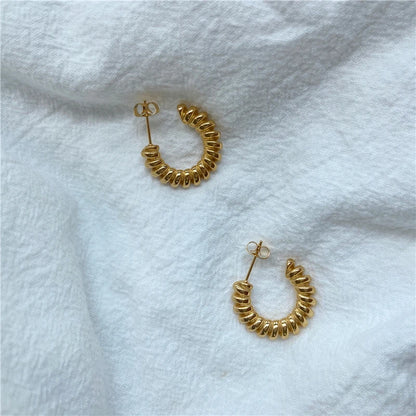 Simple C Shaped 18K Gold Plated Earrings