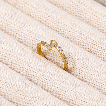 Lightning Dainty Half Pave Ring | 18K Gold Plated