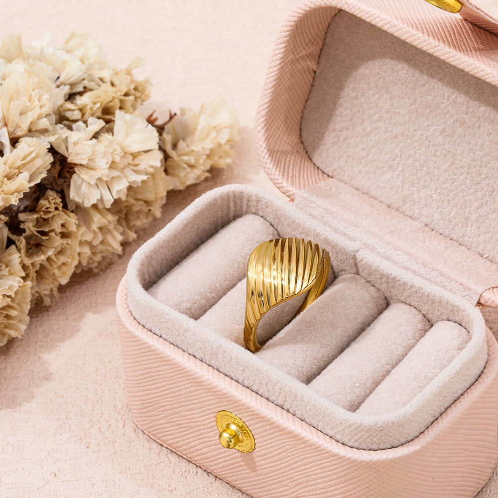 Twill Line Band Ring | 18K Gold Plated