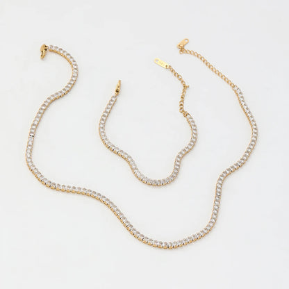 Tennis Cubic Zirconia 18K Gold Plated Set