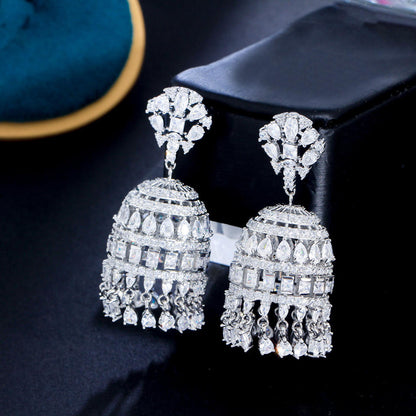 Chunky Cubic Zirconia Chandelier Earrings