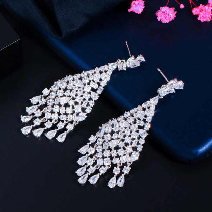 Long Chandelier Earrings | Cubic Zirconia