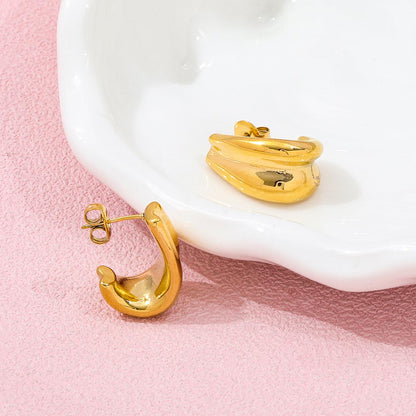 Double-layer C Shaped Earrings | 18K Gold Plated