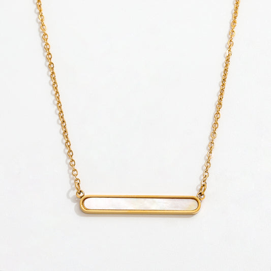 Shell Bar Pendant Necklace | 18K Gold Plated