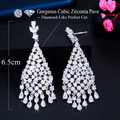 Long Chandelier Earrings | Cubic Zirconia