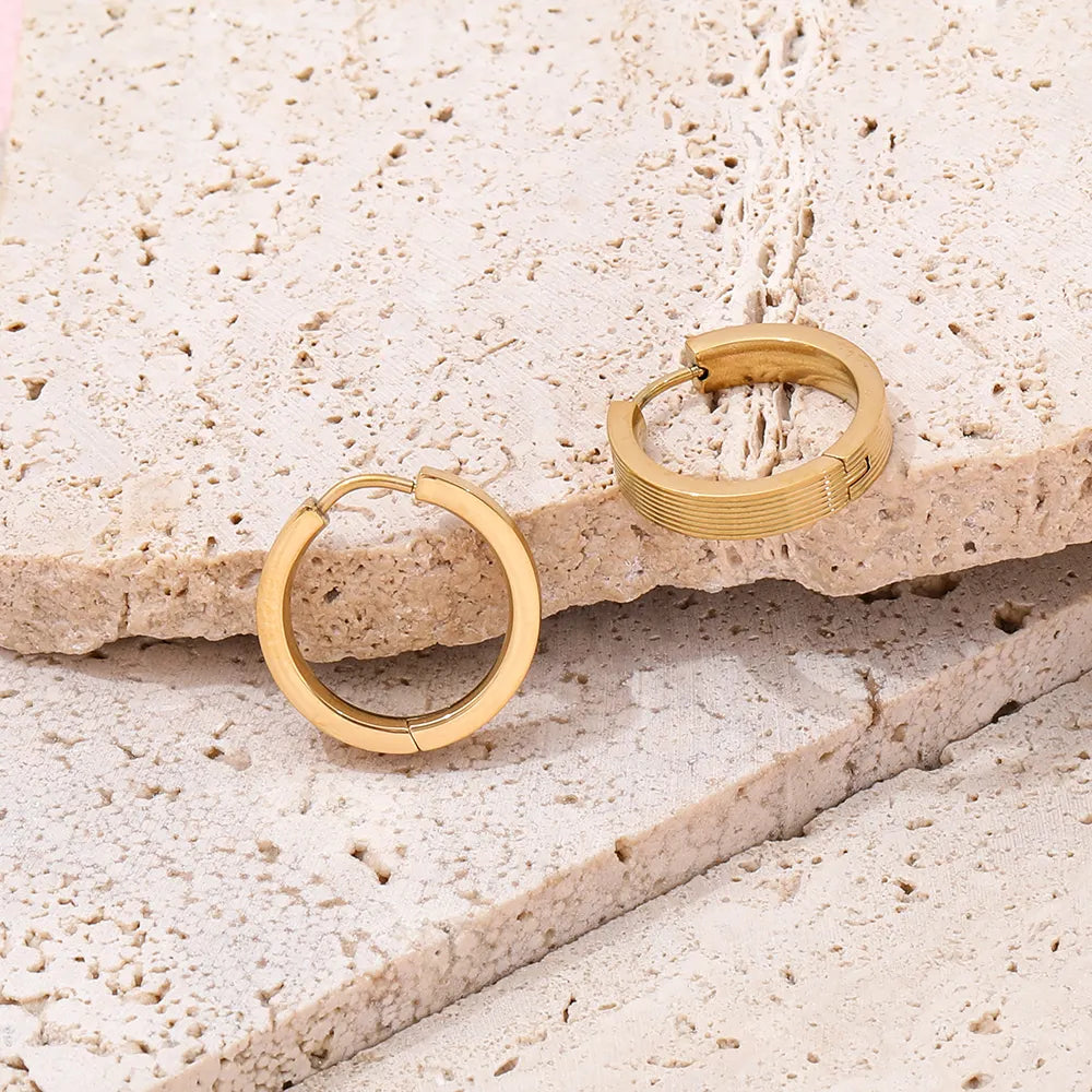Simple Plain 18K Gold Plated Hoop Earrings