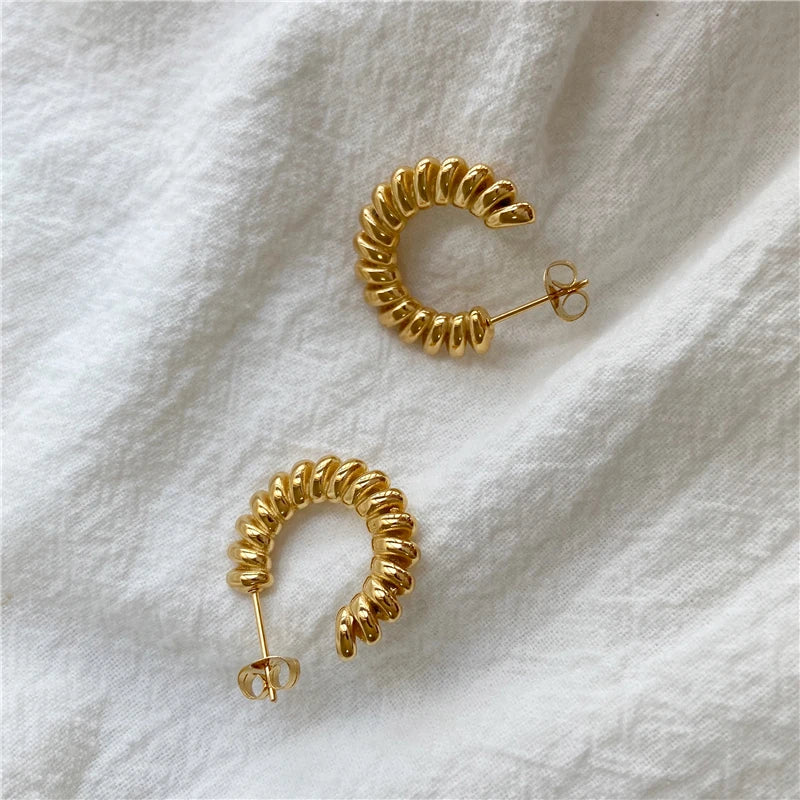 Simple C Shaped 18K Gold Plated Earrings
