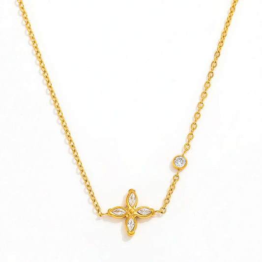 Flower Petal Pendant Necklace | 18K Gold Plated