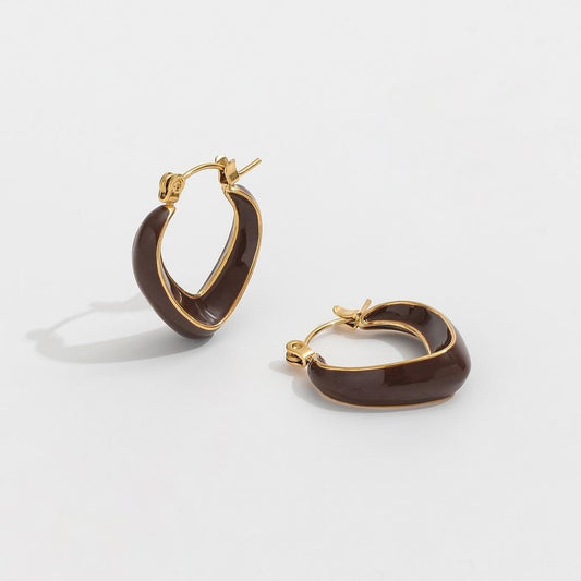 V Shaped 18K Gold Plated Huggies Earrings