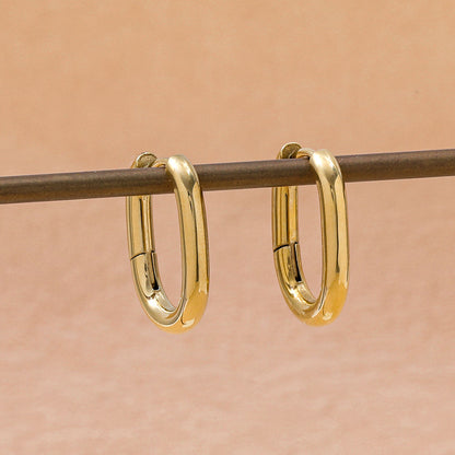 Oval Vintage Hoop Earrings | 18K Gold Plated