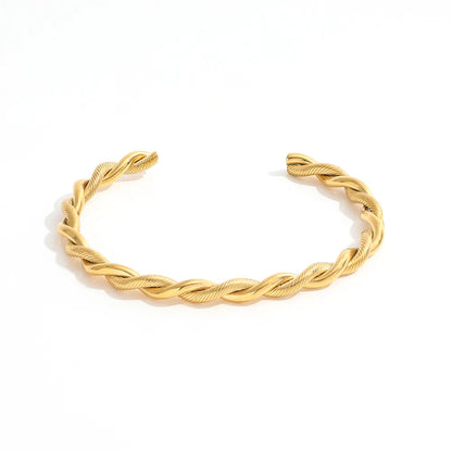 Twist Rope 18K Gold Plated Cuff Bangle