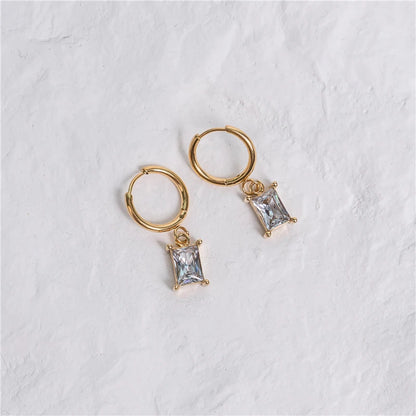 Mini Rectangle 18K Gold Plated Hoop Earrings