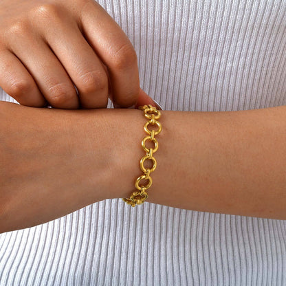 Round Circle Chain Bracelet | 18K Gold Plated