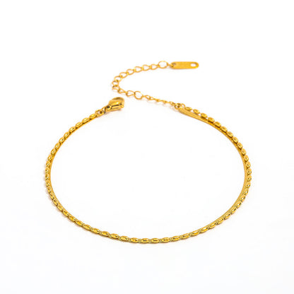 Double-Layer Bead Snake Chain Anklet | 18K Gold Plated