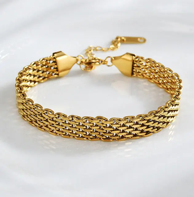 Vintage Statement Flat Mesh Chain Bracelet