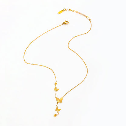 Butterfly Pendant Tassel Necklace | 18K Gold Plated