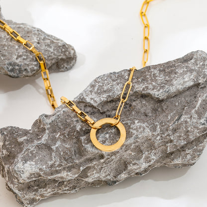 Circle Pendant Necklace | 18K Gold Plated