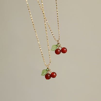 Red Cherry Necklace | 18K Gold Plated