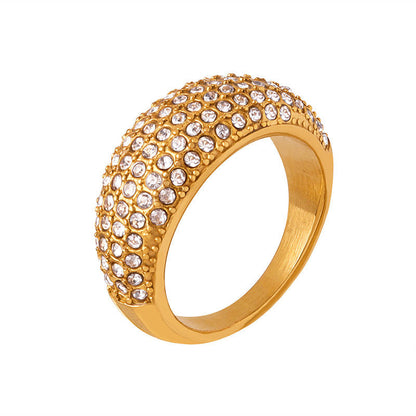 Micro Pave CZ Dome Ring | 18K Gold Plated