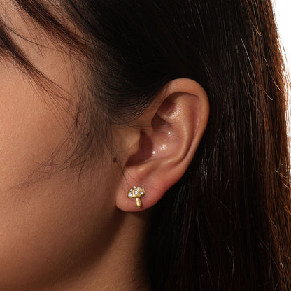 Mushroom CZ Pendant Necklace & Earrings