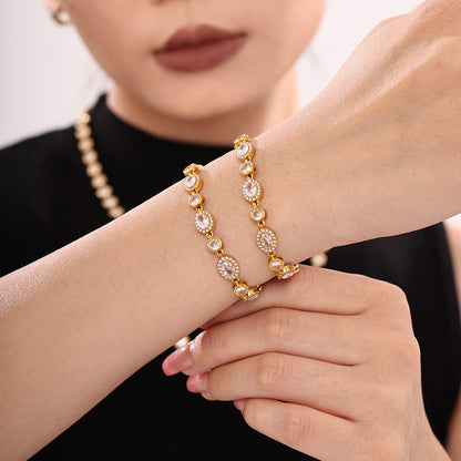 CZ Pave Chain Bracelet  | 18K Gold Plated