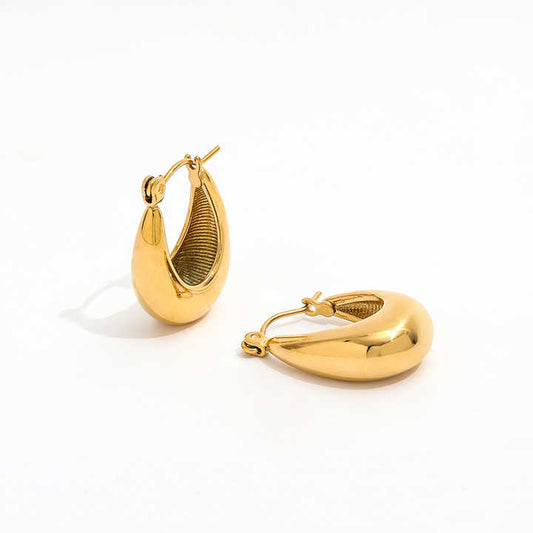 Oval Vintage Hoop Earrings | 18K Gold Plated