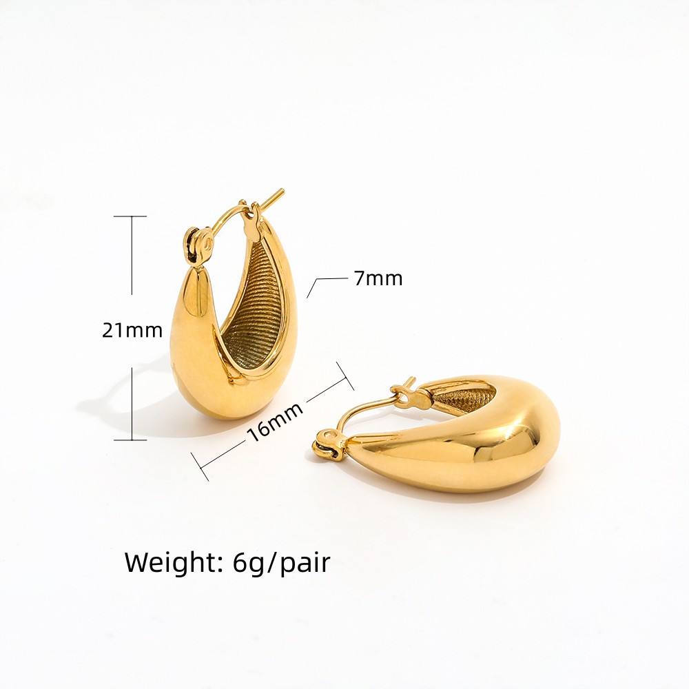 Oval Vintage Hoop Earrings | 18K Gold Plated