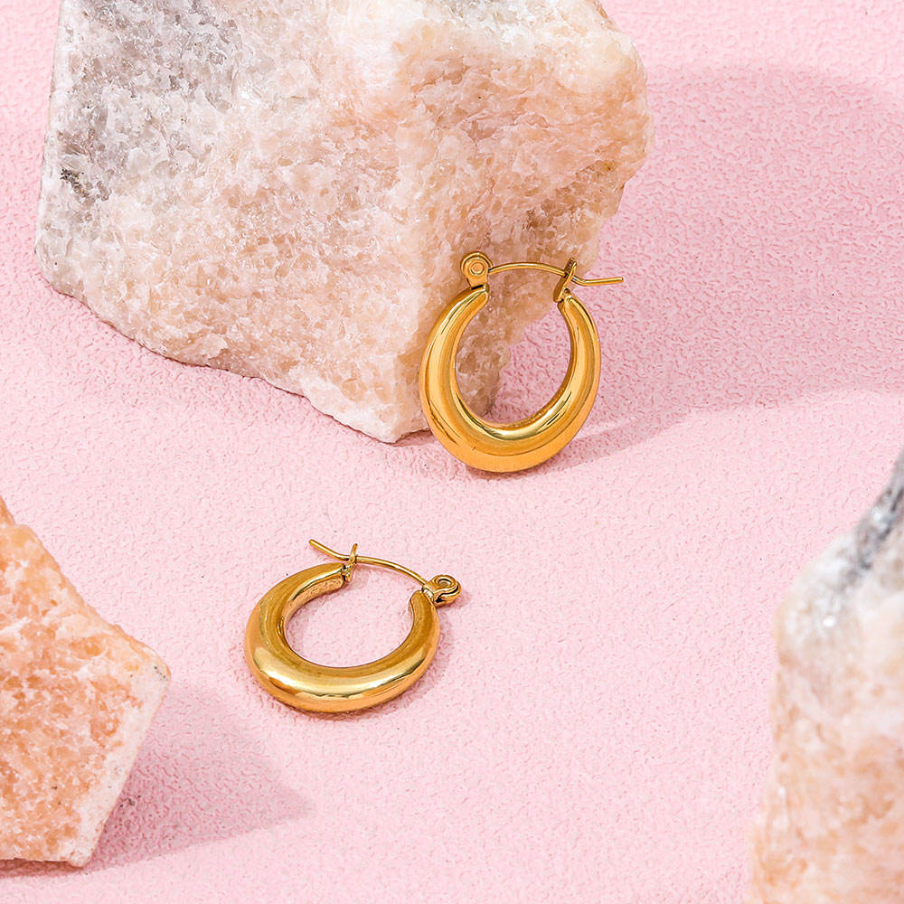 Oval Vintage Hoop Earrings | 18K Gold Plated
