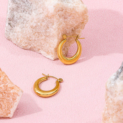 Oval Vintage Hoop Earrings | 18K Gold Plated