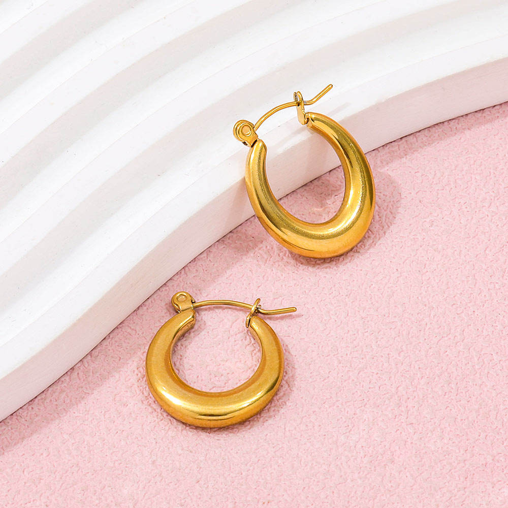 Oval Vintage Hoop Earrings | 18K Gold Plated