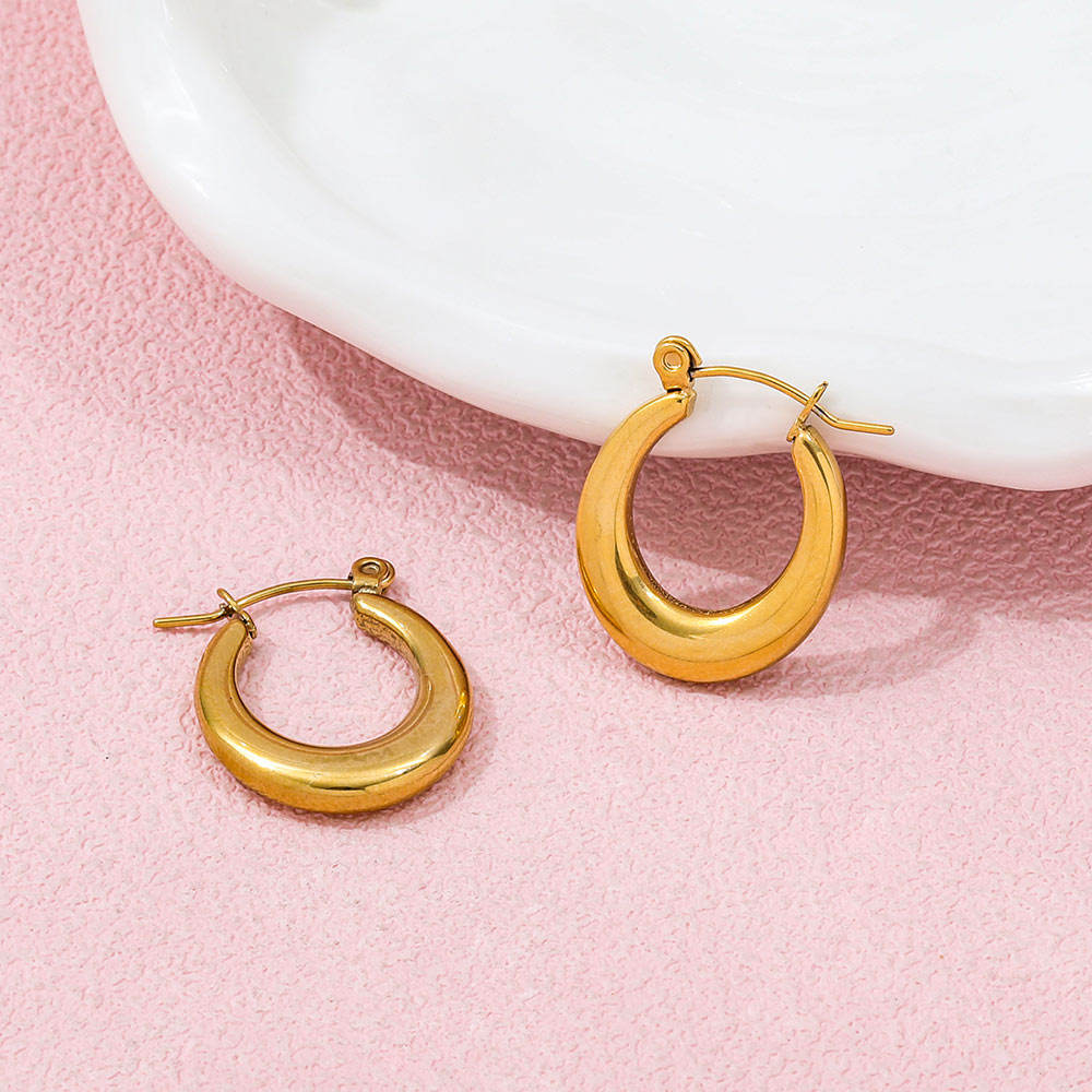 Oval Vintage Hoop Earrings | 18K Gold Plated