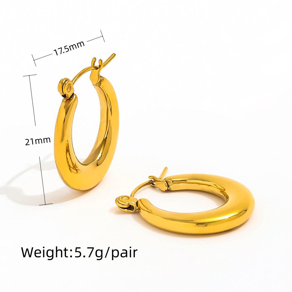 Oval Vintage Hoop Earrings | 18K Gold Plated