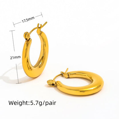 Oval Vintage Hoop Earrings | 18K Gold Plated