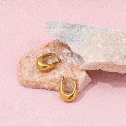 Oval Vintage Hoop Earrings | 18K Gold Plated