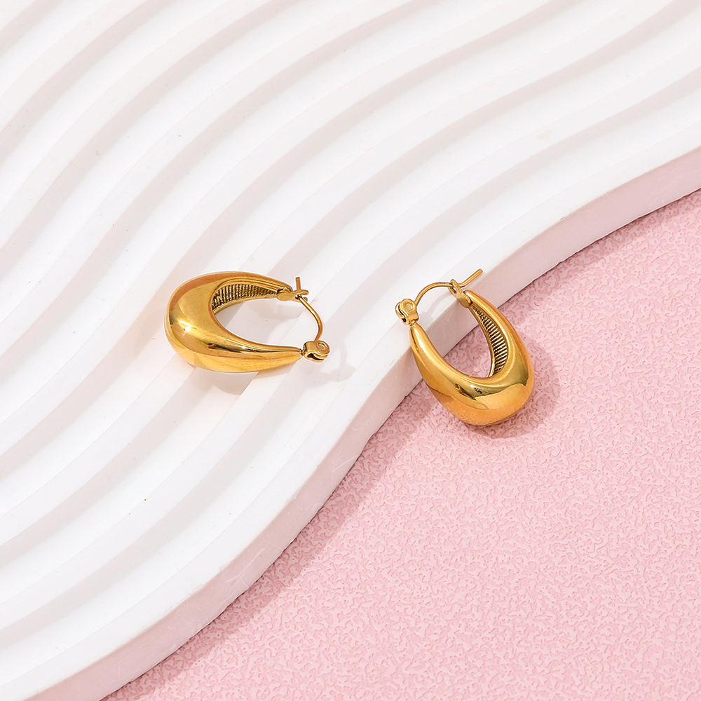 Oval Vintage Hoop Earrings | 18K Gold Plated