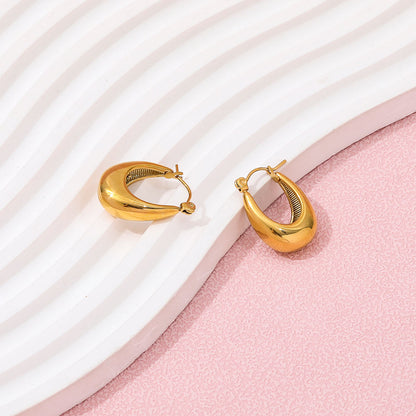 Oval Vintage Hoop Earrings | 18K Gold Plated