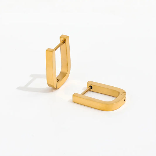 Rectangle Hoop Earrings | 18K Gold Plated