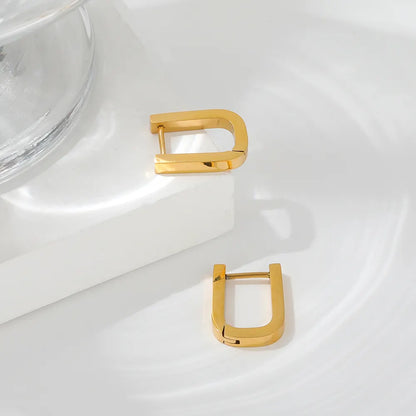 Rectangle Hoop Earrings | 18K Gold Plated