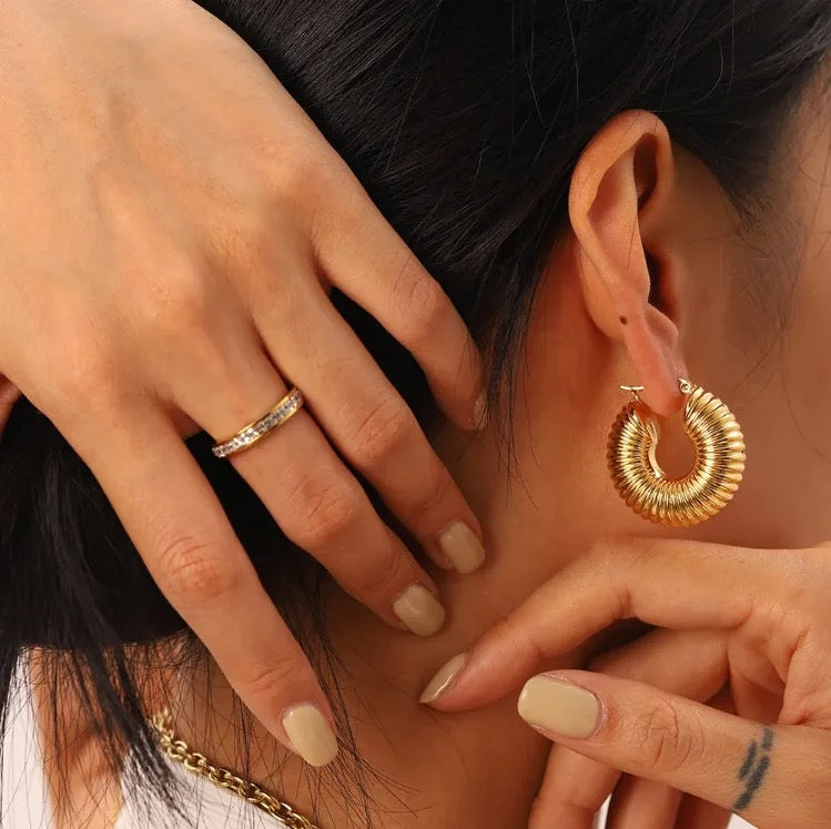 Spiral Hoop 18K Gold Plated Chunky Earrings